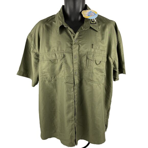 New Mens Canyon Creek SS Vented Fishing Outdoor Shirt Size XL UPF 40 Olive NWT - Picture 1 of 7